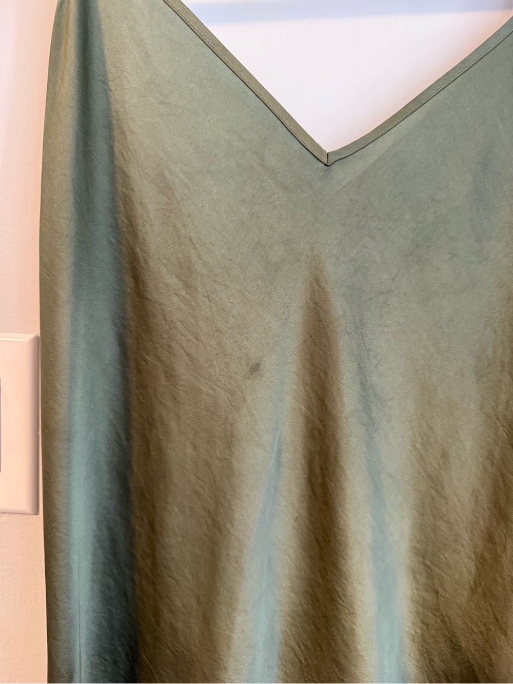 Aritzia Satin Slip Dress - Olive Green - Picture 2 of 3